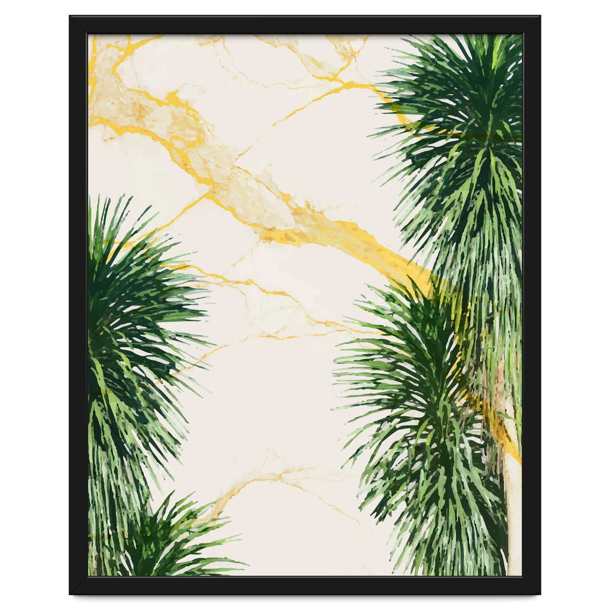 Gold marble texture with palm tree