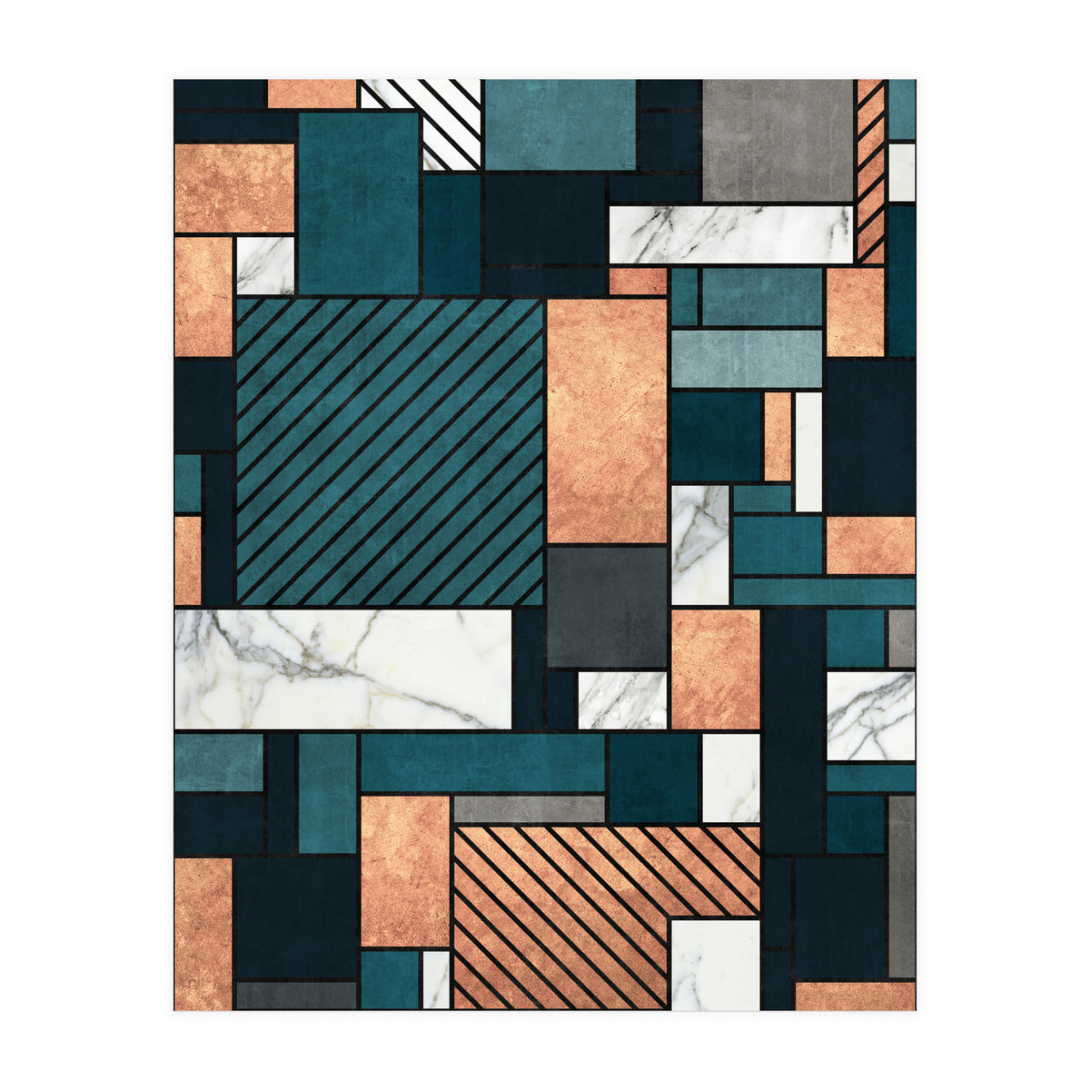 Random Pattern - Copper, Marble, and Blue Concrete (Print Only)