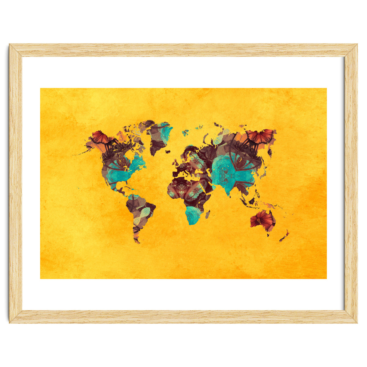 world map yellow art