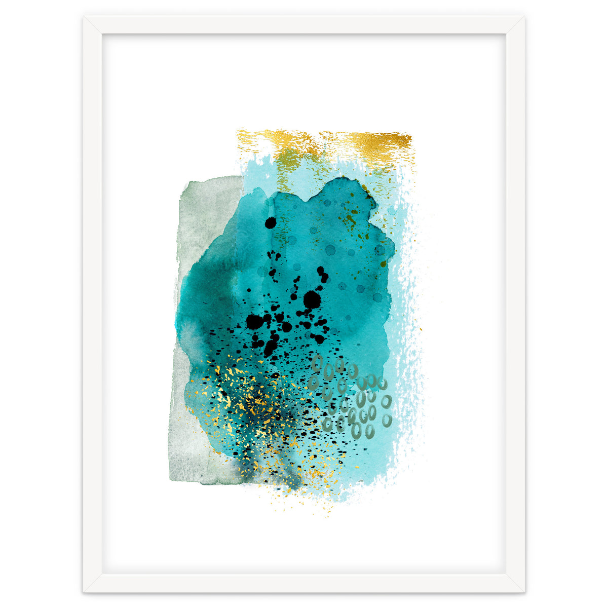Abstract watercolour turquoise and gold