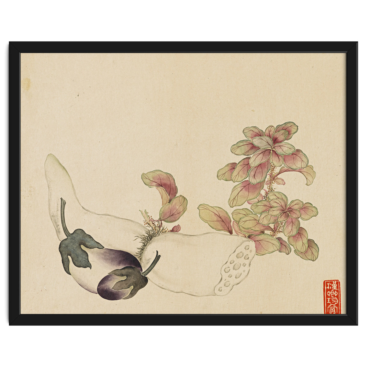 Wang Chengyu ~flowers, Vegetables, Fruits, Eggplant, Lotus Root