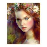 Dreamy kitschy Maiden with Flower Wreath (Print Only) thumbnail