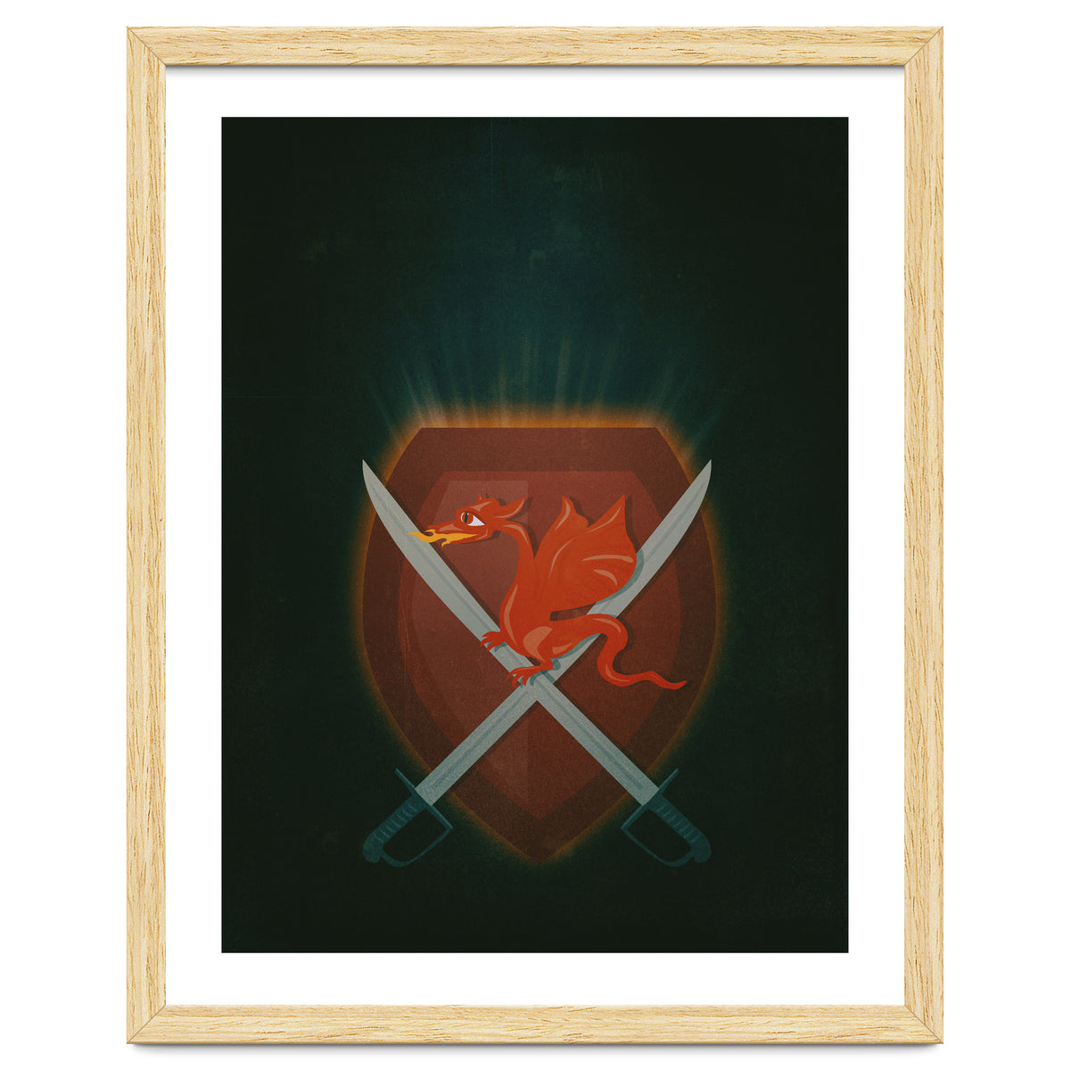 Heraldic dragon and cutlasses