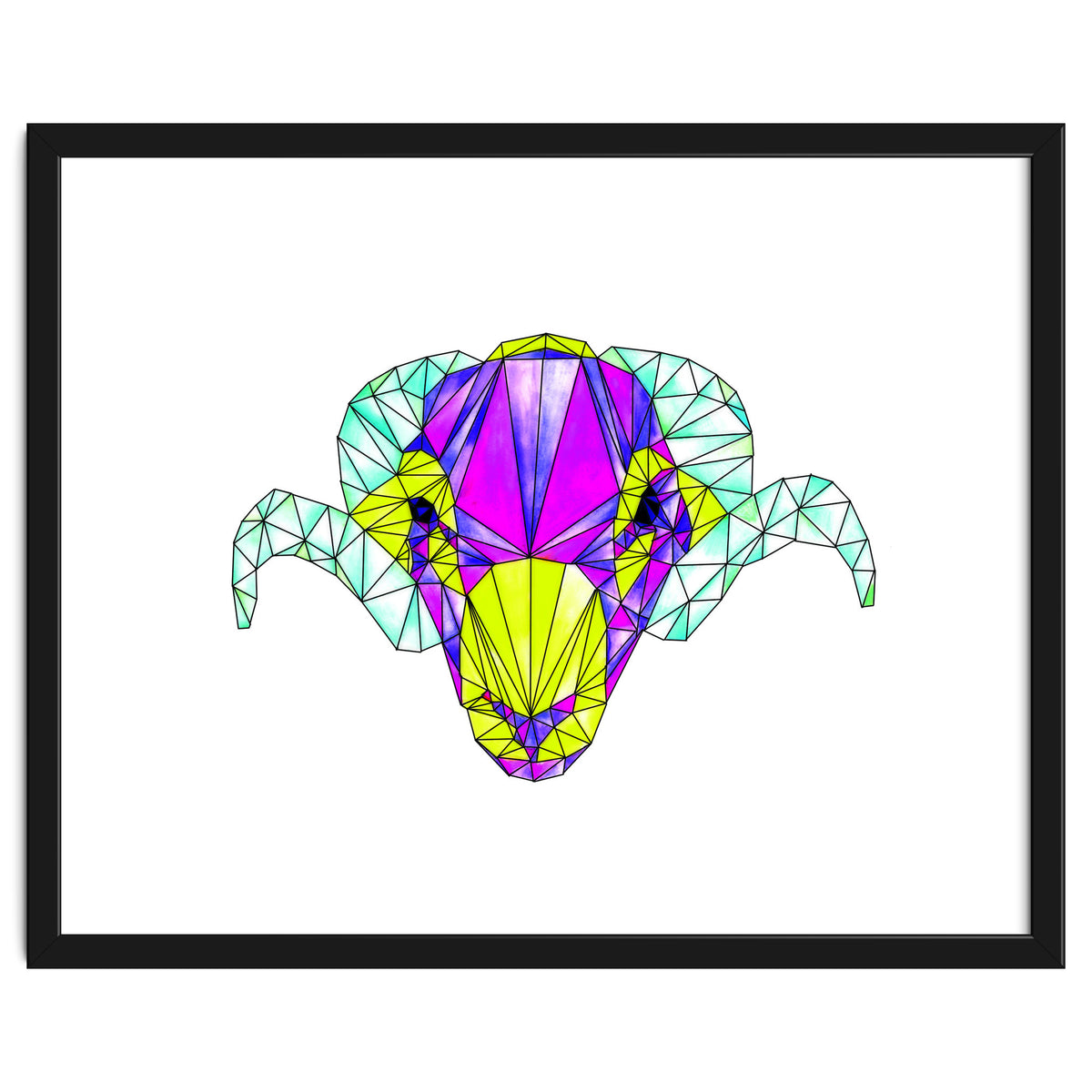 Colourful Geometric Swaledale Sheep Tup with Black Lines