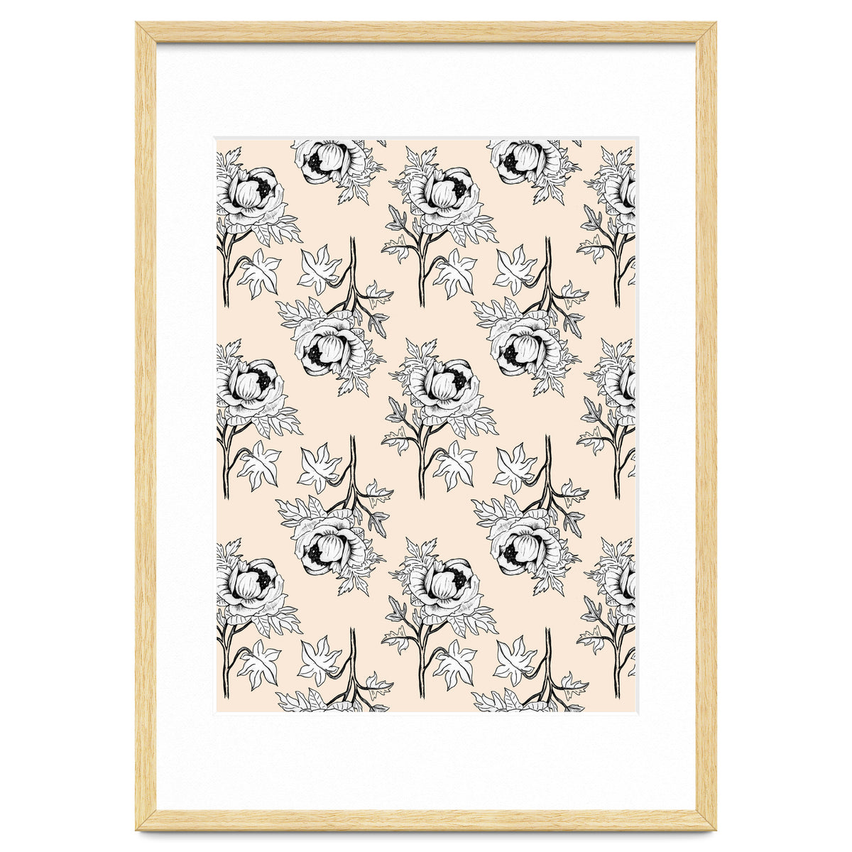 Drawing pattern of roses to pencil on beige