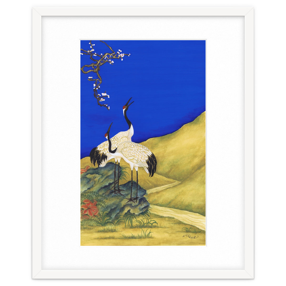 Cranes Under A Cobalt Sky 4