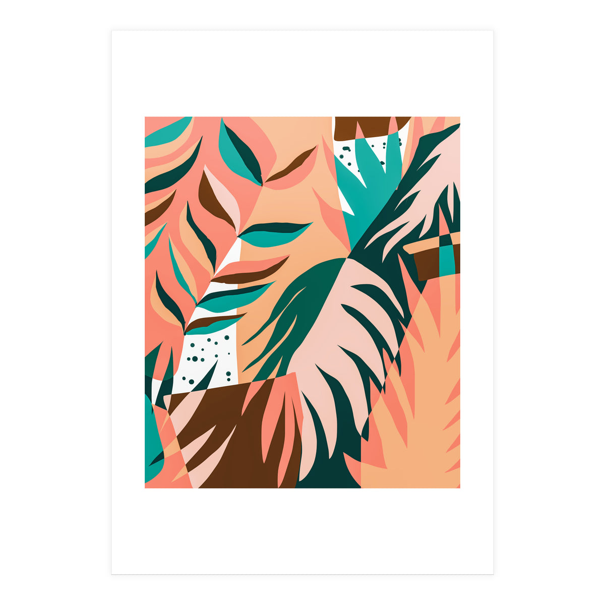 Watching The Leaves Turn, Tropical Autumn Colorful Eclectic Abstract Palm Nature Boho Graphic Design (Print Only)