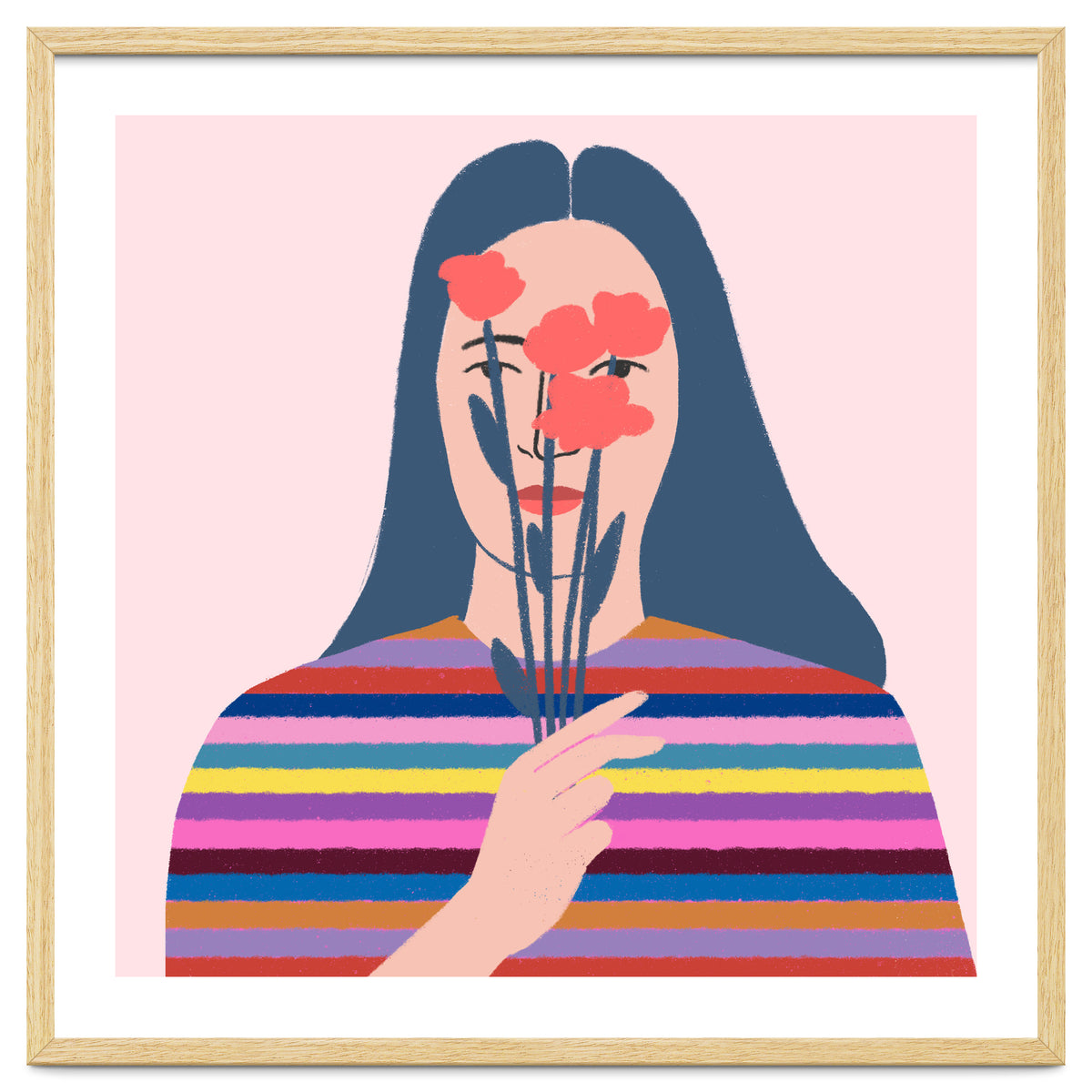 Girl With Flowers Square