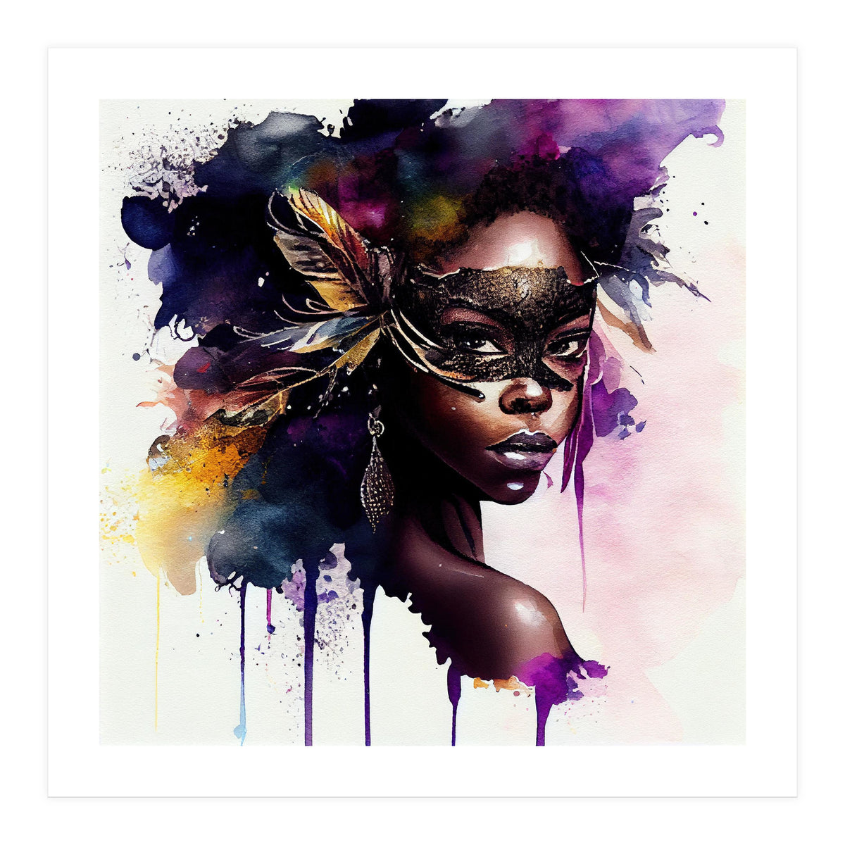 Watercolor Carnival Woman #4 (Print Only)