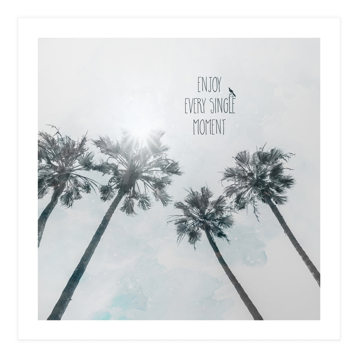Palm trees with sun | enjoy every single moment (Print Only)