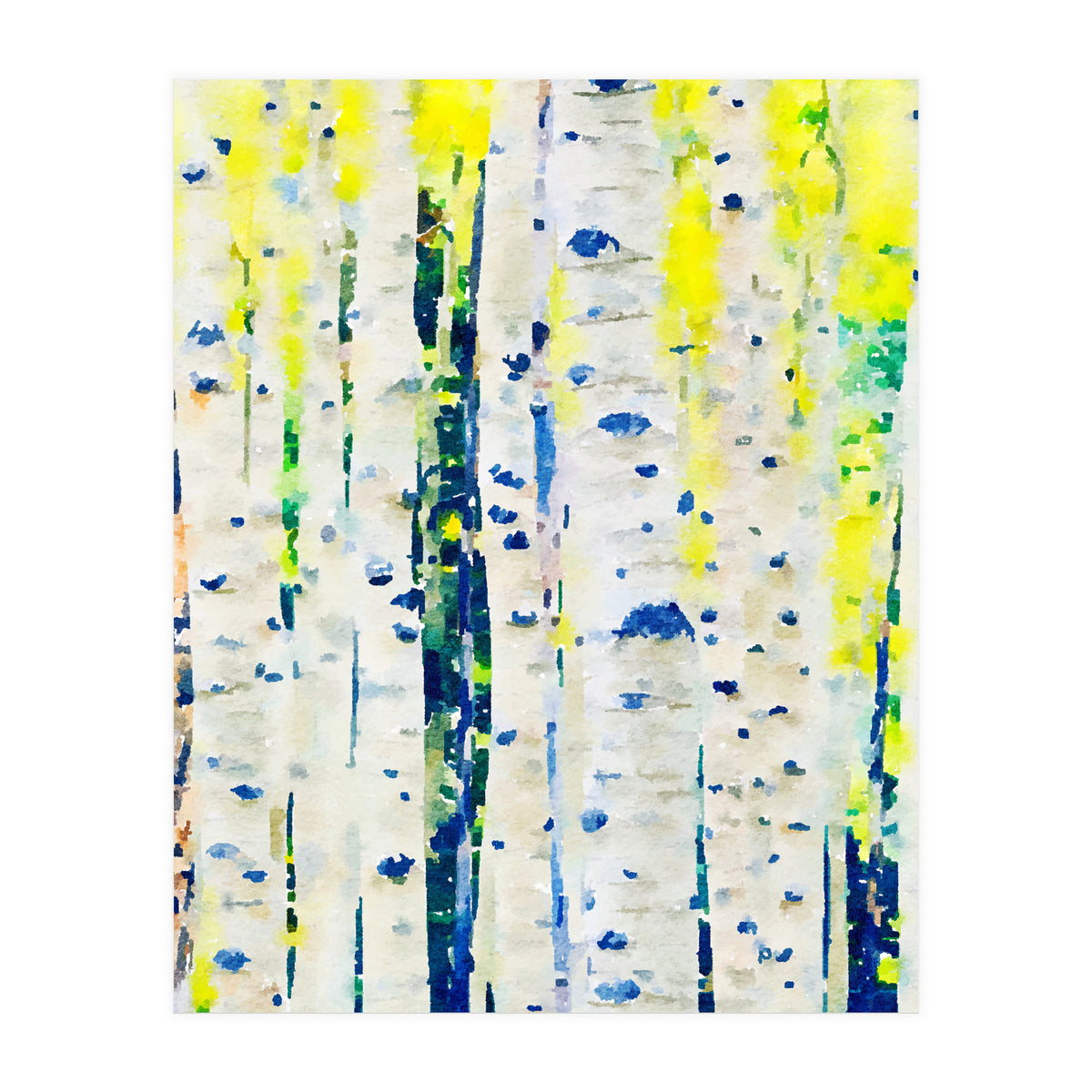 Aspen Tree Forest, Nature Watercolor Landscape Painting, Mystical Botanical Plants (Print Only)