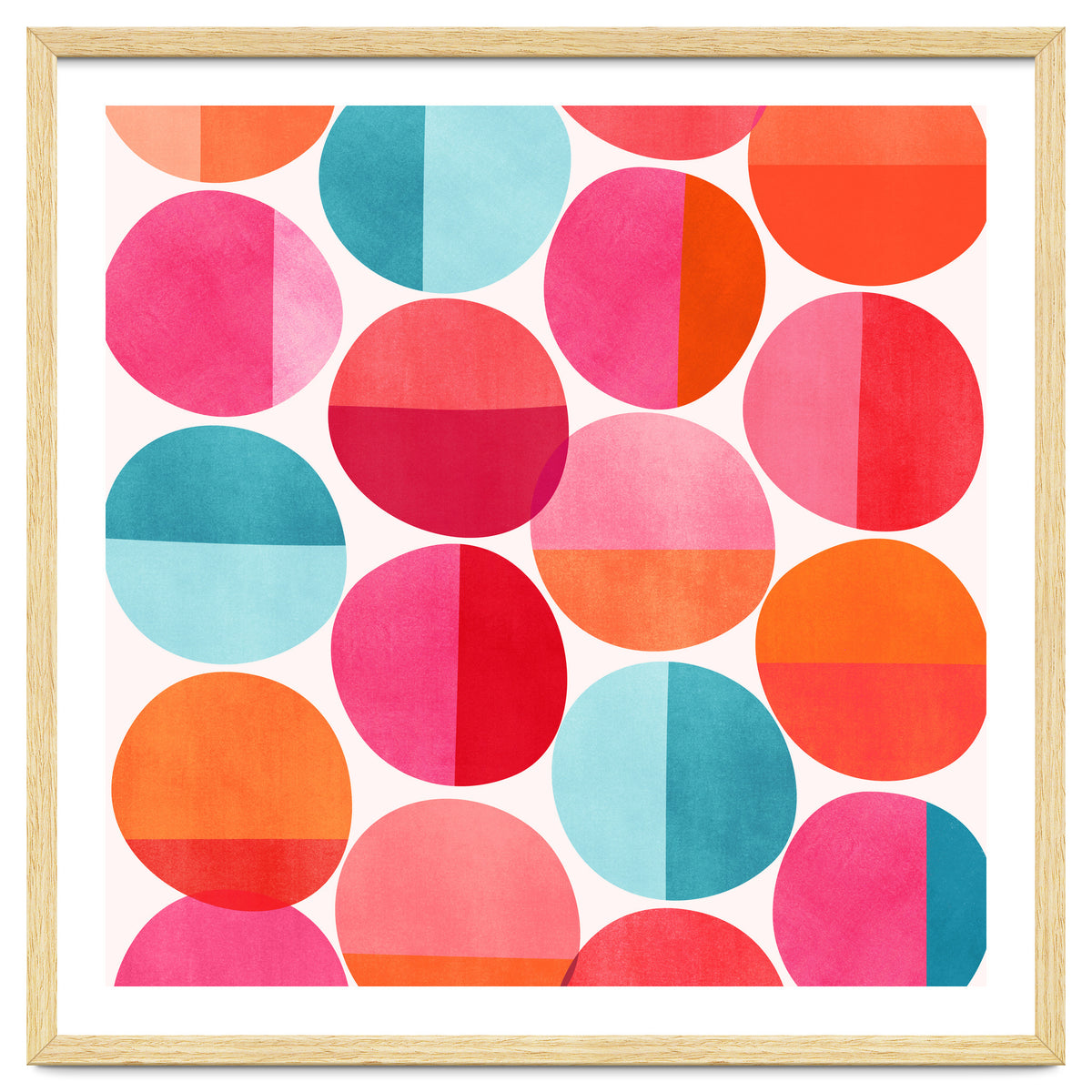 Mid Century Pink and Orange Dots