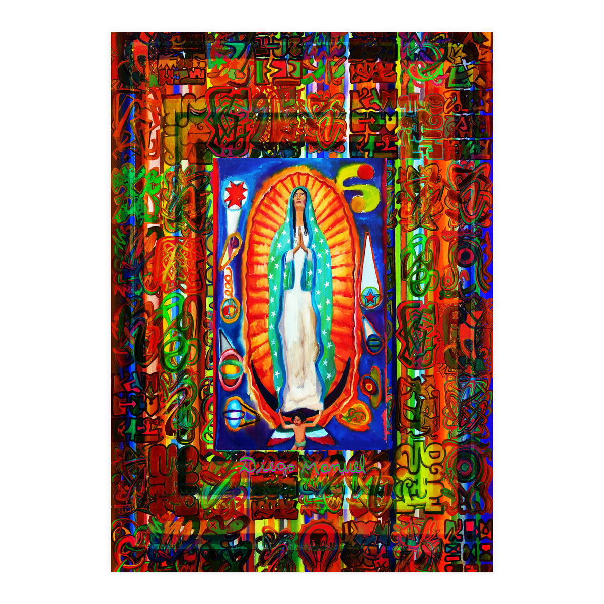 Graffiti Digital 2022 343 and Virgin of Guadalupe (Print Only)