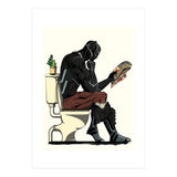 Black Panther on the Toilet, funny bathroom humour (Print Only) thumbnail