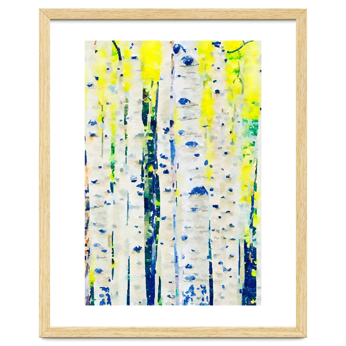Aspen Tree Forest, Nature Watercolor Landscape Painting, Mystical Botanical Plants