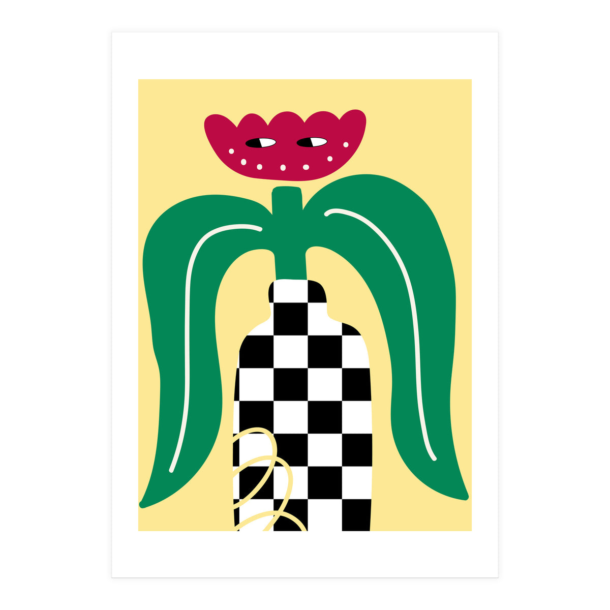 Flower Character in Checker Vase (Print Only)