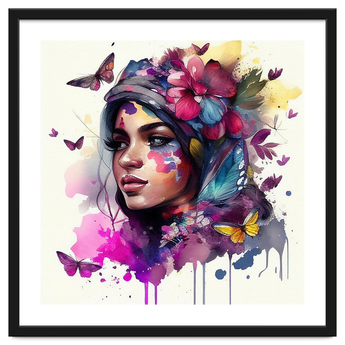 Watercolor Floral Arabian Woman #9