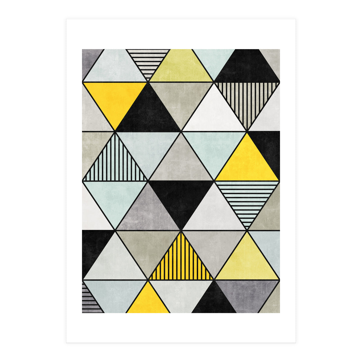 Colorful Concrete Triangles 2 - Yellow, Blue, Grey (Print Only)