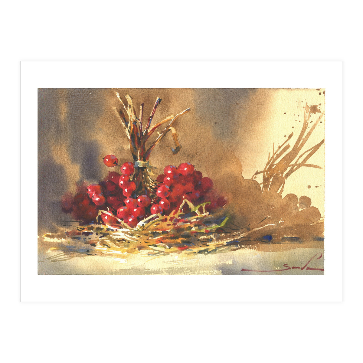 Viburnum watercolor nature (Print Only)