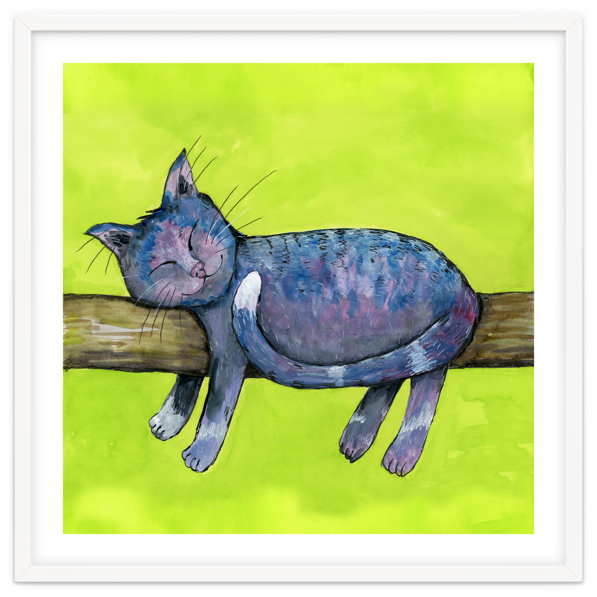 Sleeping cat in purpe