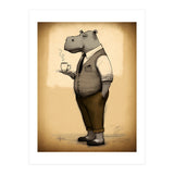 Hippo Hipster Fashion Sketch (Print Only) thumbnail