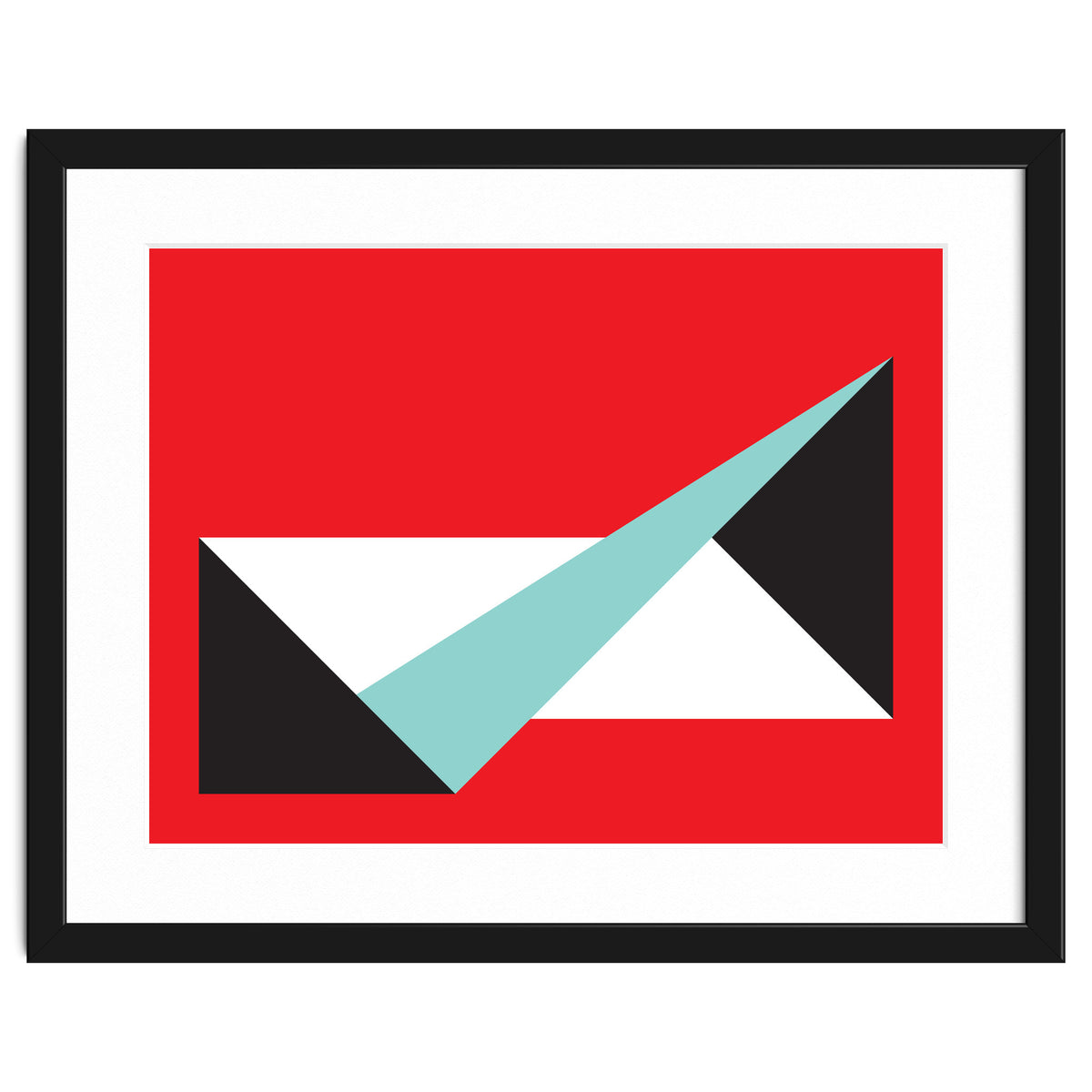 Geometric Shapes No. 49 -  teal, black & red