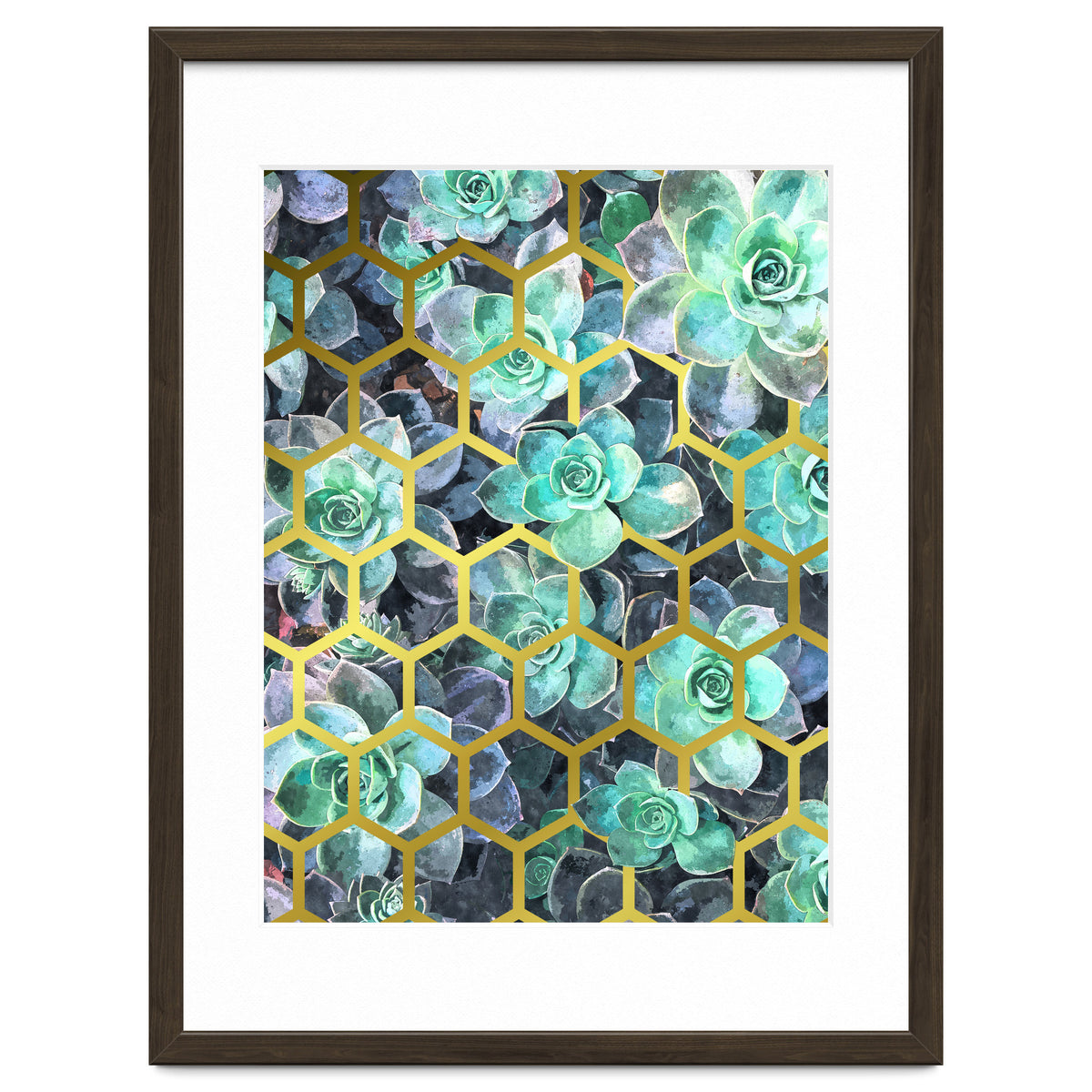 Succulents and Gold Geometric
