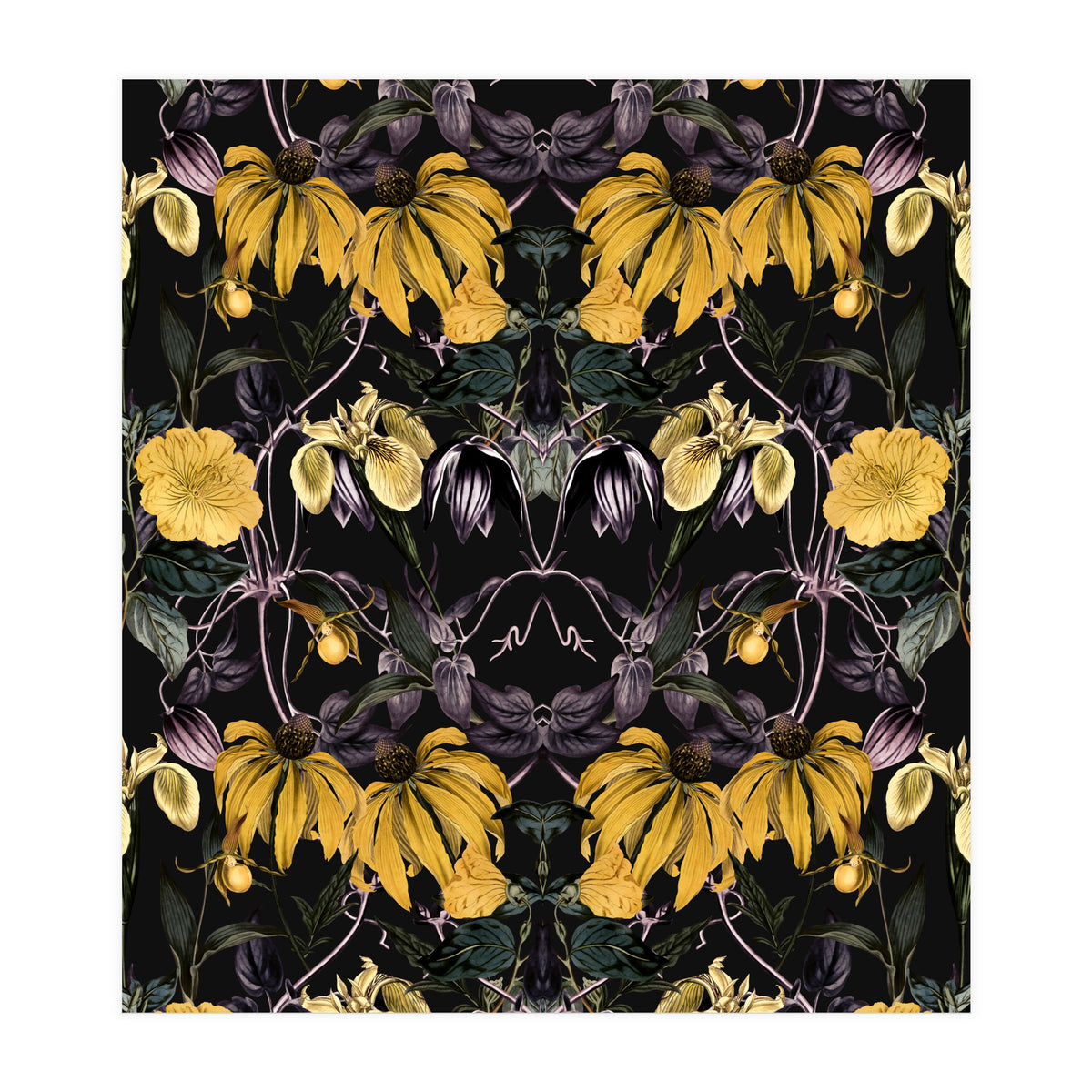Nocturnal botanical garden kaleidoscope (Print Only)