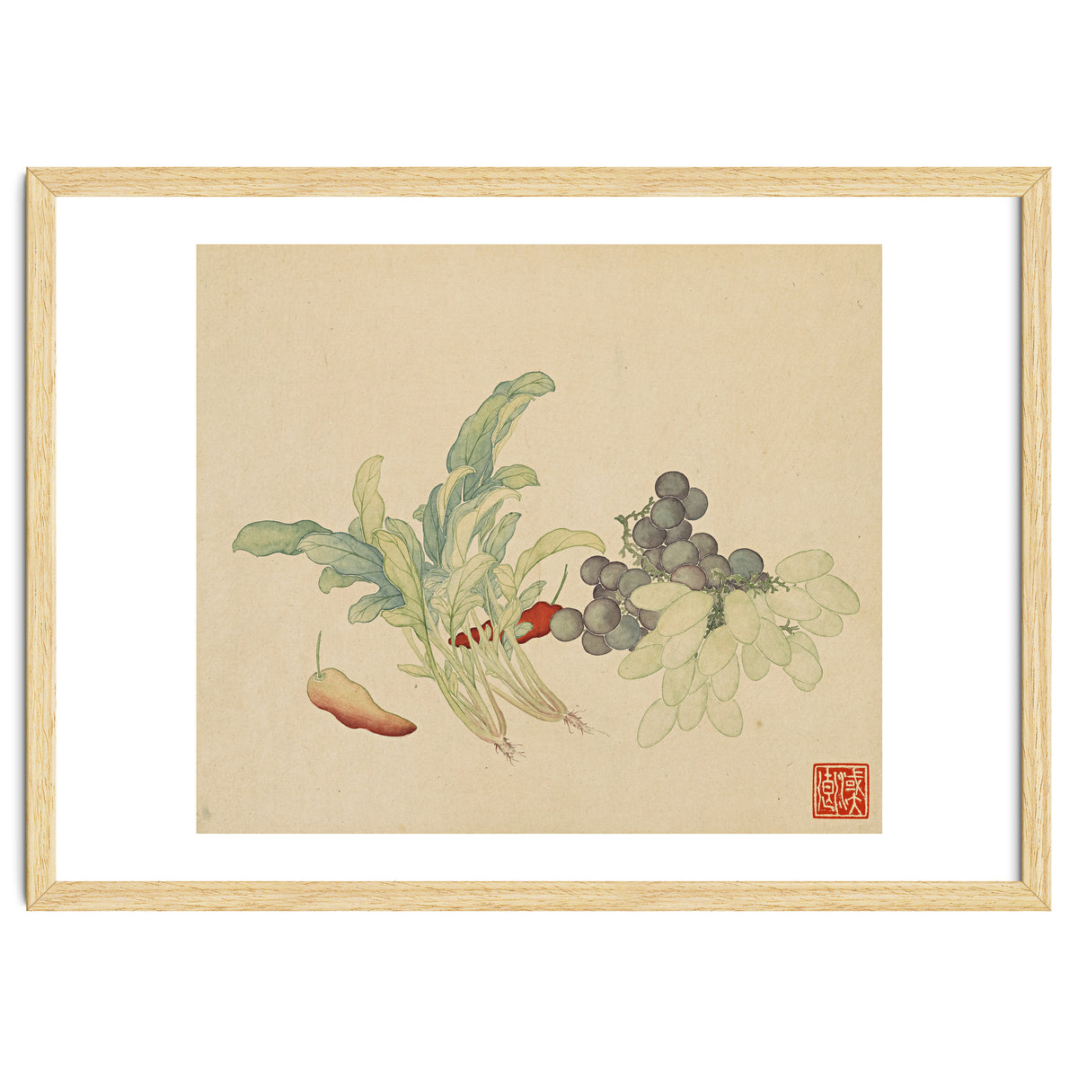 Wang Chengyu ~ Flowers And Vegetables, Vegetables, Fruits, Peppers, Millet Hot, Grapes, Spinach