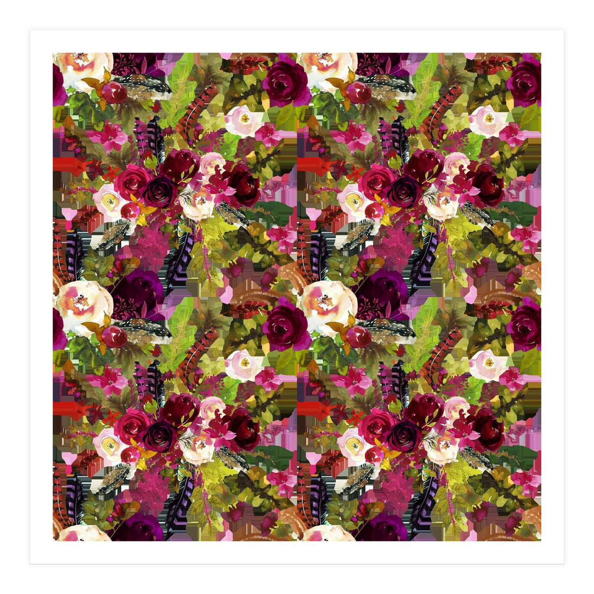 Water Colour Rose Pattern (Print Only)