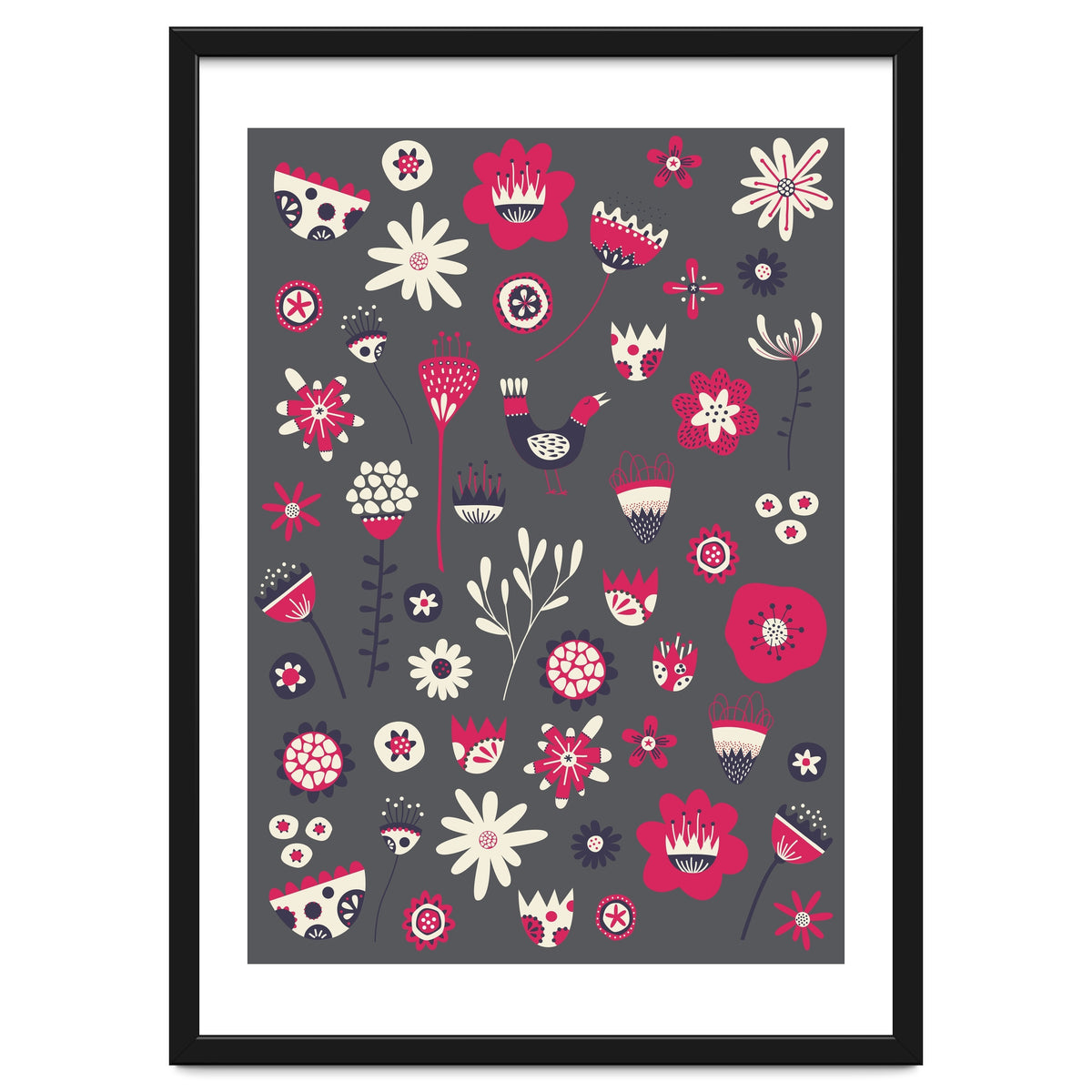 Spring Folk Floral Grey