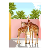 Giraffe Villa | Contemporary Modern Architecture Digital Graphic Art | Wildlife Animals Palm Exotic (Print Only) thumbnail