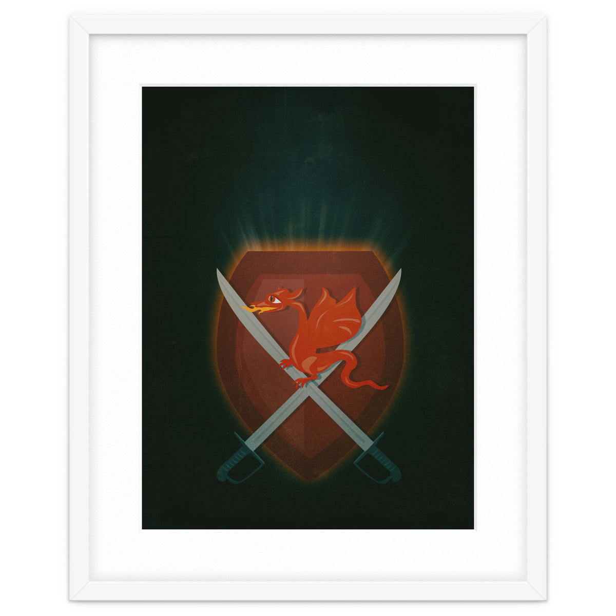 Heraldic dragon and cutlasses