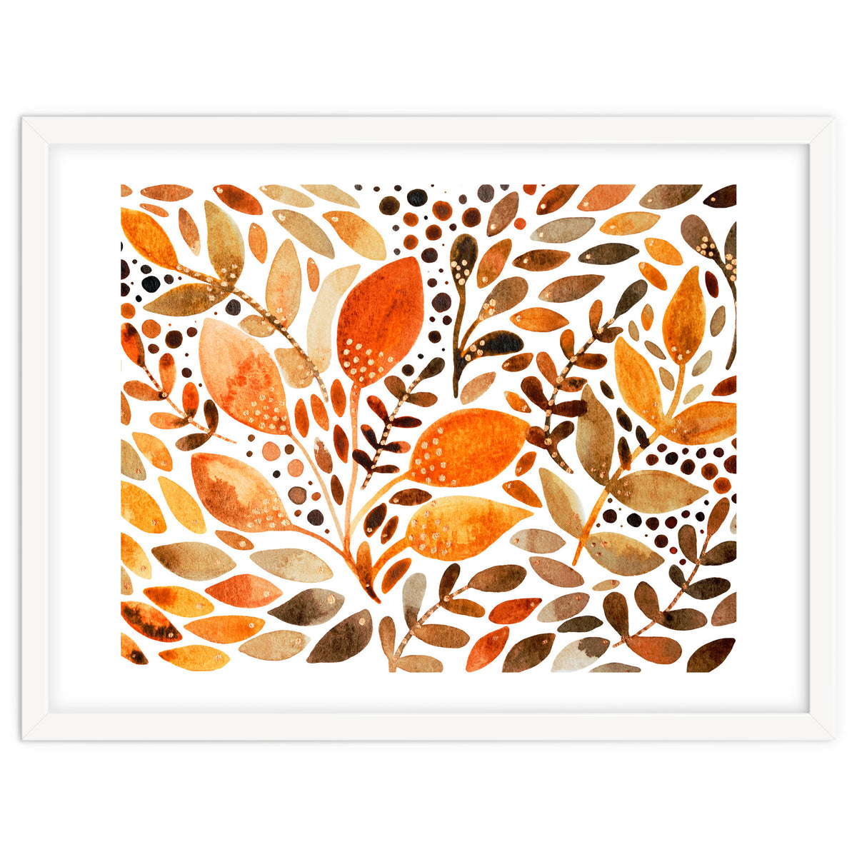 Watercolor modern foliage - autumn palette