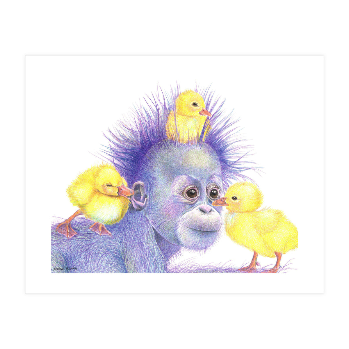 Purple Orangutan and Ducks (Print Only)