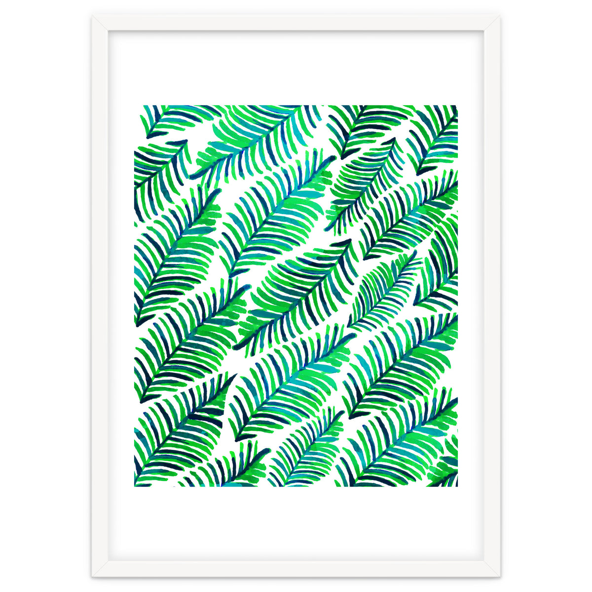 Palm Solace | Tropical Botanical Plants Nature Hand-Painted Watercolor Painting Bohemian Lush Green