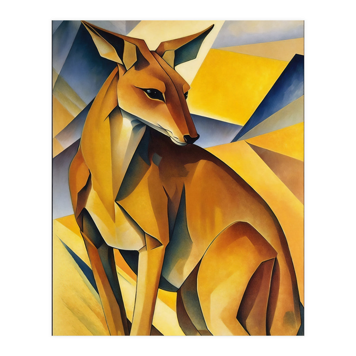 Kangaroo Abstract Oil Painting (Print Only)