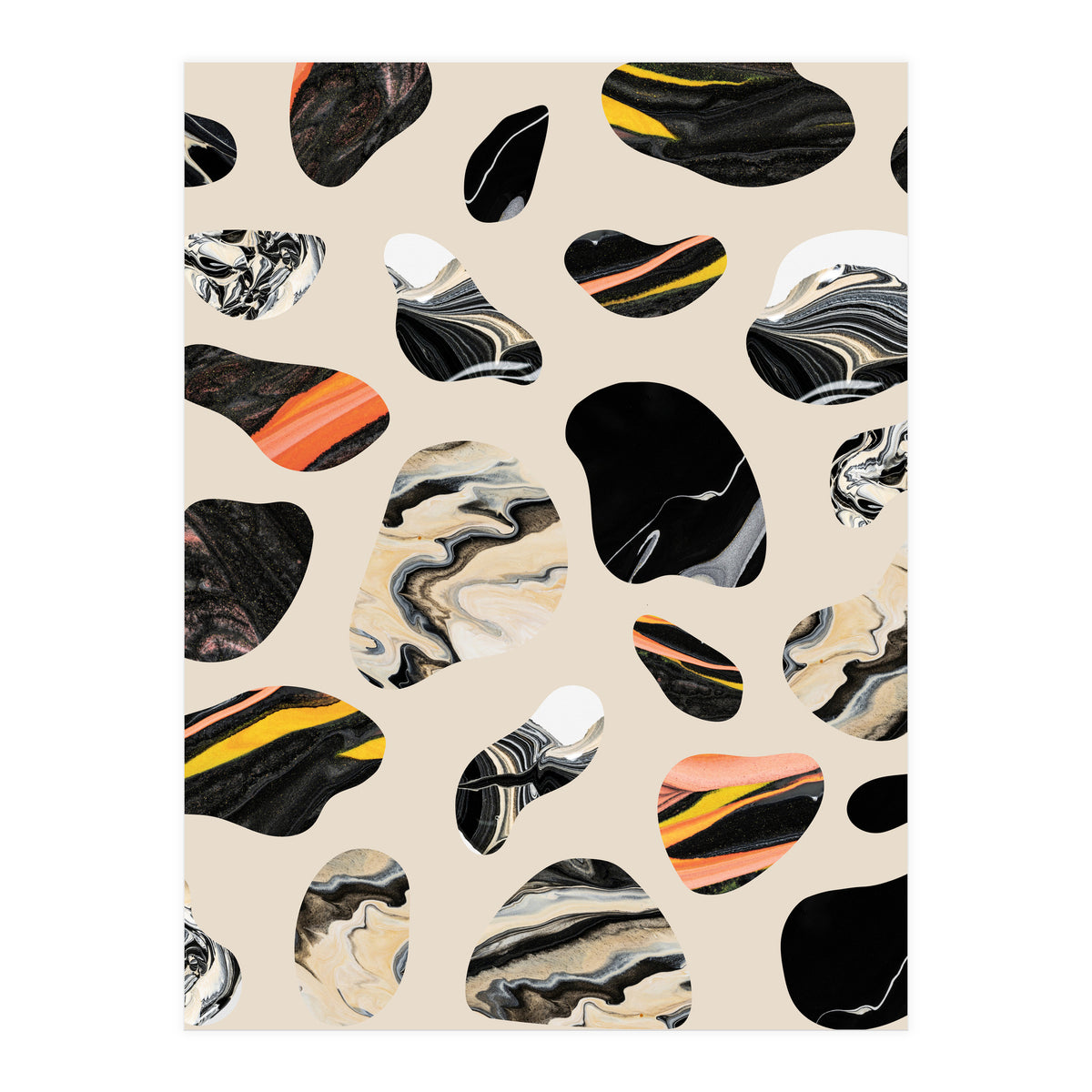 Marble Jelly Beans, Abstract Shapes Nature Eclectic Textures, Precious Stones Agate Dark Mystery (Print Only)