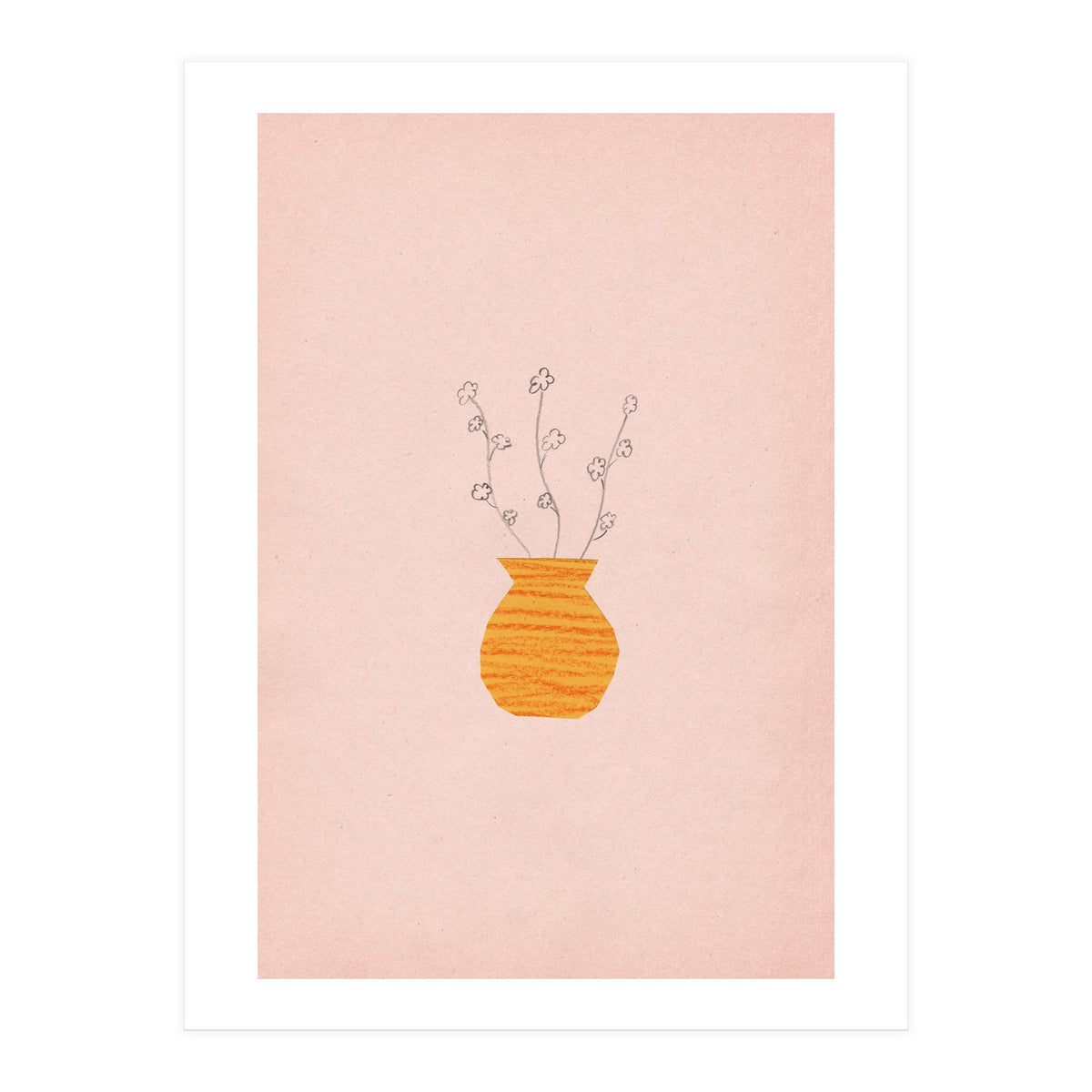 Pink and orange botanical art (Print Only)