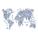 Watercolor World Map in Blue (Print Only) thumbnail