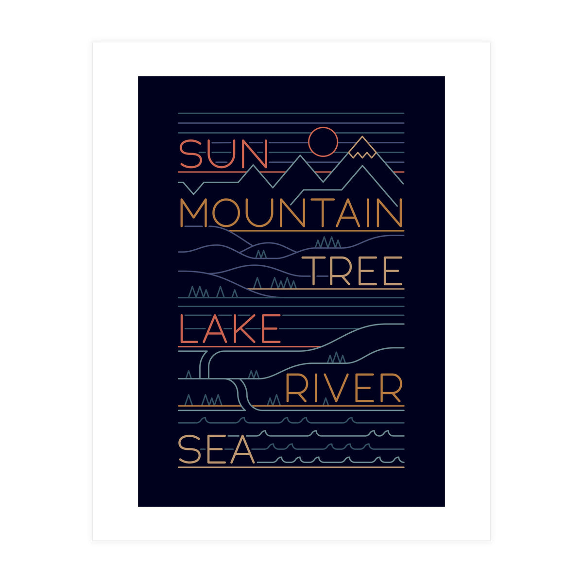 Sun, Mountain, Tree (Print Only)