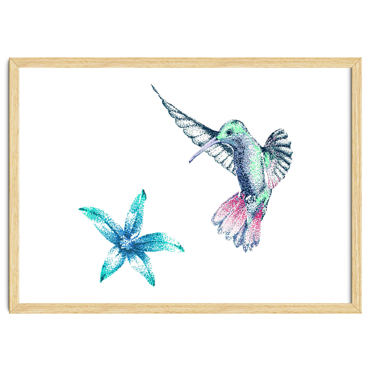 Green Hummingbird And Tropical Flower
