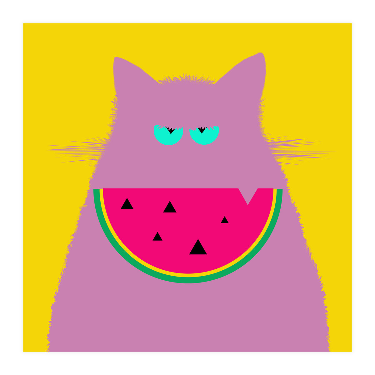 Watermelon Lilac Cat  (Print Only)