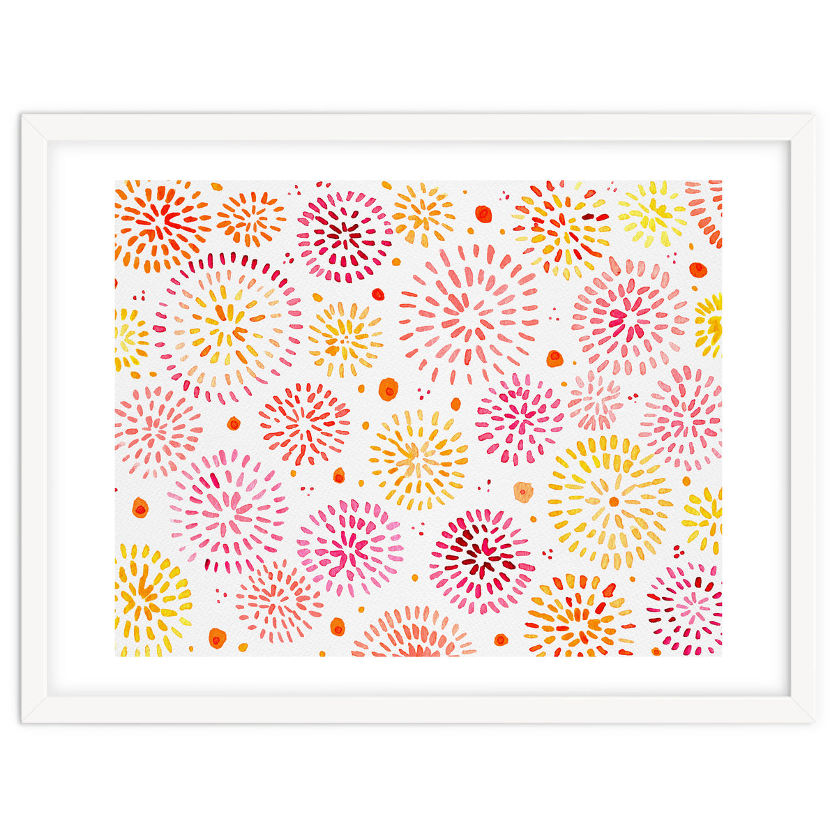 Abstract fireworks pattern in yellow and red