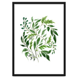 Botanical Abundance, Fresh Green Nature Watercolor Painting, Vibrant Leaves Minimal Illustration thumbnail