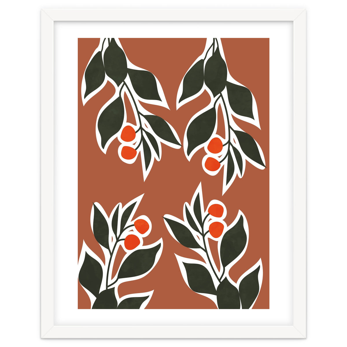Red Cherry Leaf Boho Botanical II