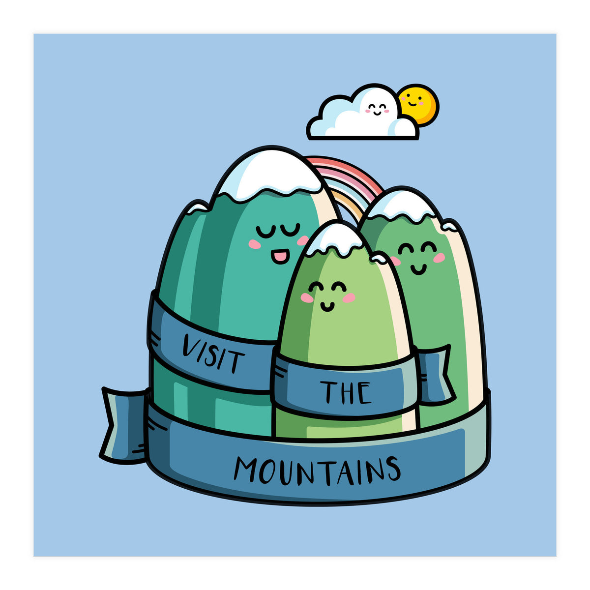 Kawaii Cute Visit the mountains (Print Only)