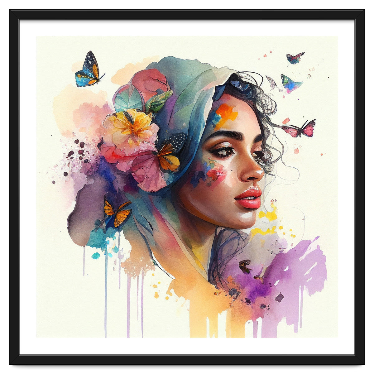 Watercolor Floral Arabian Woman #1