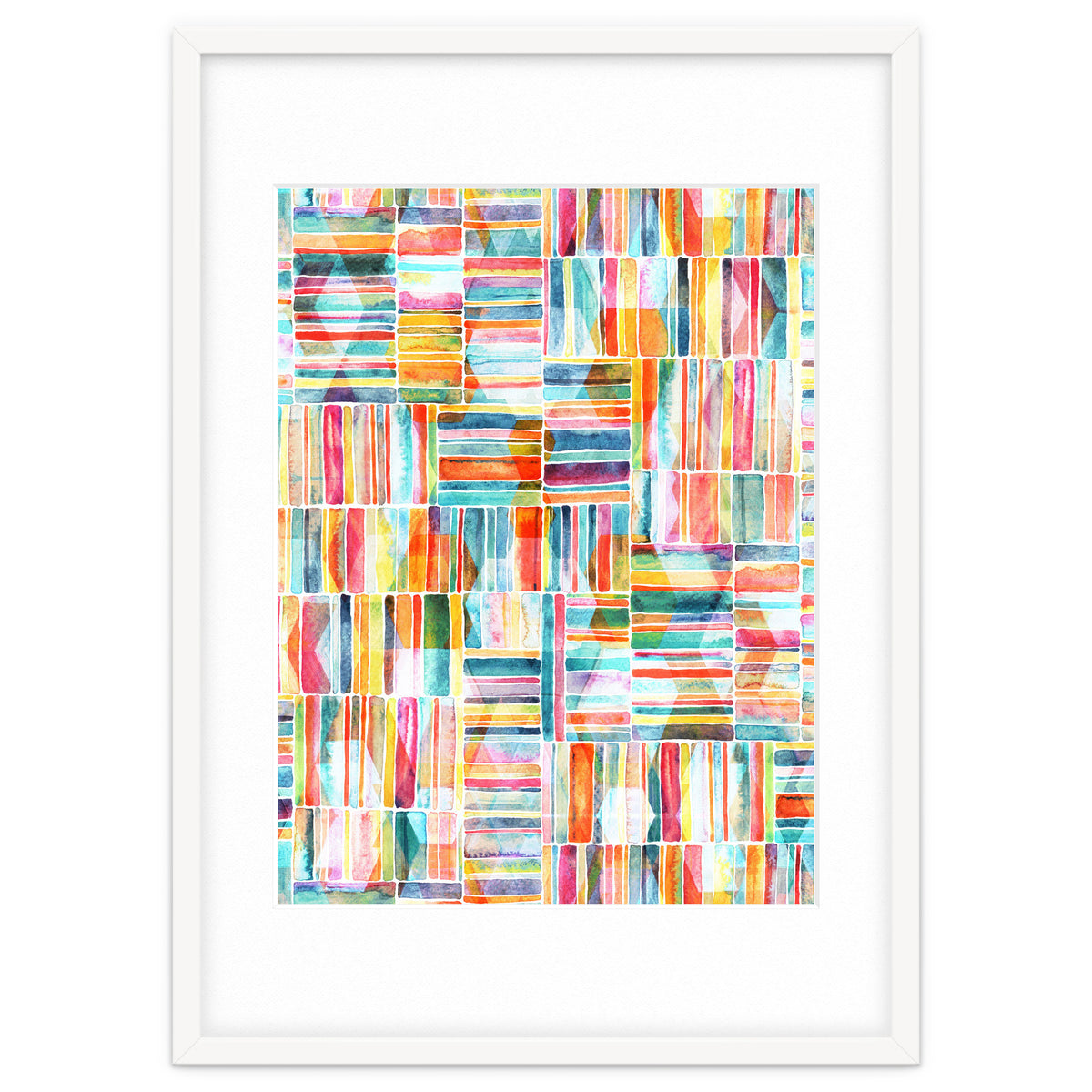 Summer Pastel Geometric and Striped Abstract on white