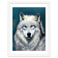 The Wolf, Animal Portrait Painting, Wildlife Forest Jungle Dog, Mystery Eclectic Rustic